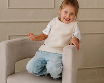 Merino wool vest, For  children, Perfect gift, Ecru vest, Perfect for outdoor activities and wearing at home