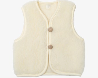 Gilet en laine mérinos, Cadeau parfait, Pour bébé, Gilet blanc, Idéal pour les activités de plein air et à porter à la maison