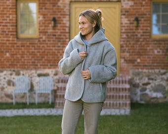 Chaqueta de lana merino gris Laguna