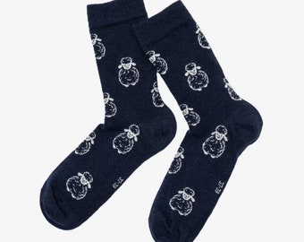 Blue wool socks for women and men, merino wool socks