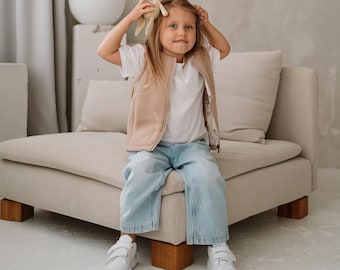 Merino wool vest, For  children, Perfect gift, Light brown vest, Perfect for outdoor activities and wearing at home