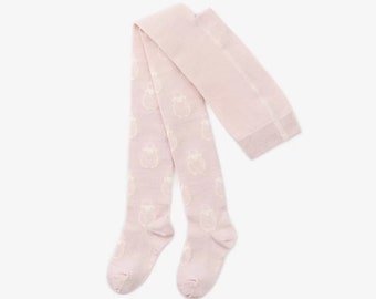 Pink wool tights for children, merino wool tights