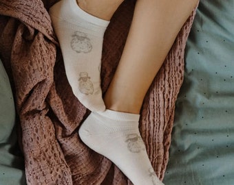 Merino Wool Ankle Socks, Ecru, Breathable Knit