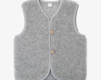 Gilet en laine mérinos, Pour les enfants, Cadeau parfait, Gilet gris, Idéal pour les activités de plein air et à porter à la maison