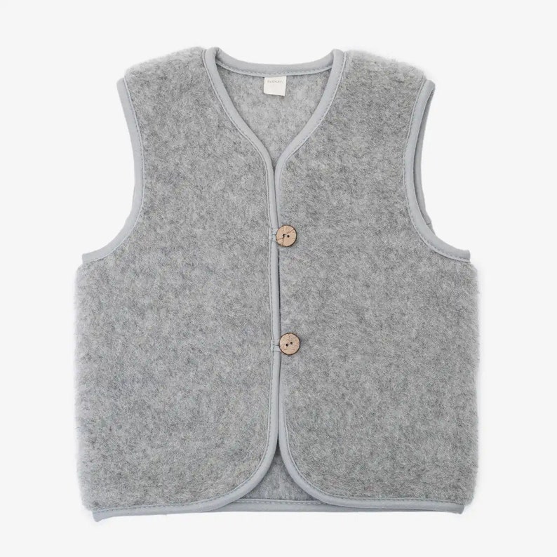 Gilet en laine mérinos, Pour les enfants, Cadeau parfait, Gilet gris, Idéal pour les activités de plein air et à porter à la maison image 1