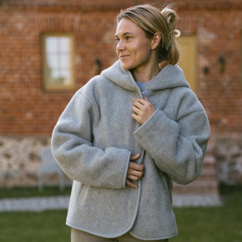 Grey Merino Wool Jacket Laguna image 2
