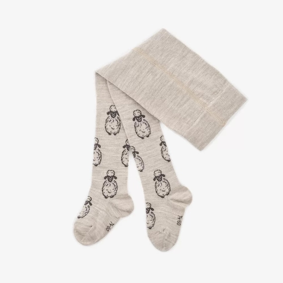 Beige wool tights for children merino wool tights