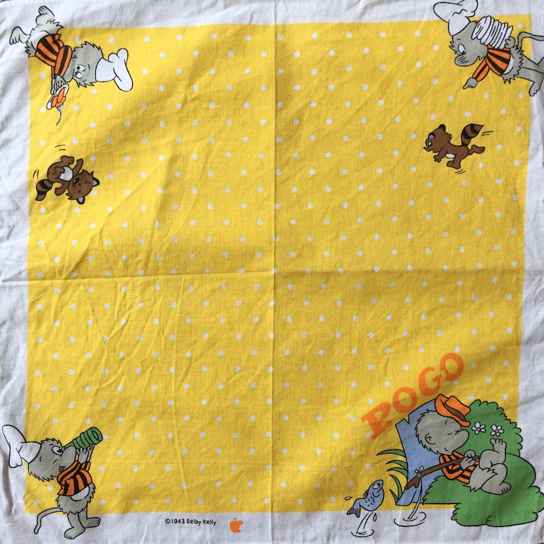 Vintage Pogo by Walt Kelly Handkerchief.