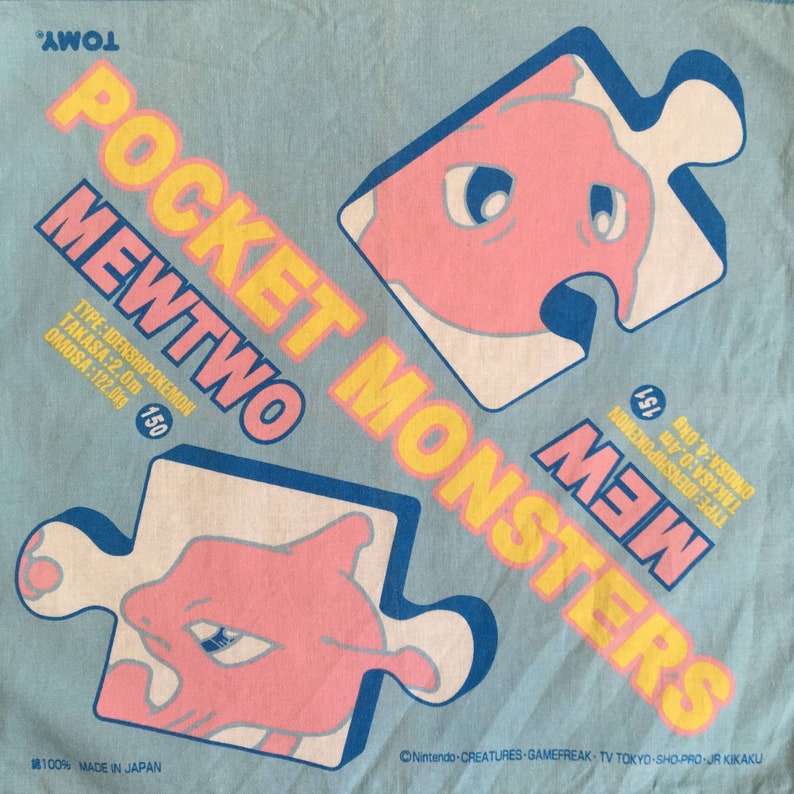 Vintage Pokemon MewMewtwo Handkerchief