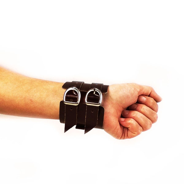 Dark brown leather bracelet, Johnny Depp style leather cuff