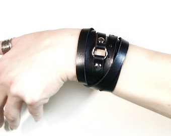 Wrap bracelet or black leather bracelet for women as best friend gift