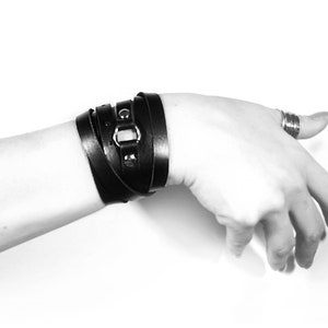 Leather wrap bracelet or black leather cuff bracelet
