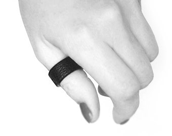 Black leather ring as alternative jewelry
