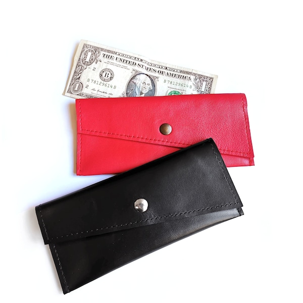 Money envelopes or cash envelopes, mens leather wallet, checkbook wallet, travel wallet