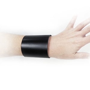 Black leather cuff bracelet or leather bracelet for him and her
