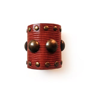 Brown leather cuff bracelet, leather wrist band, leather bracelet men and women