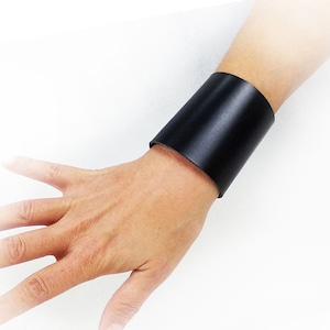 Women men leather bracelet or black leather cuff bracelet