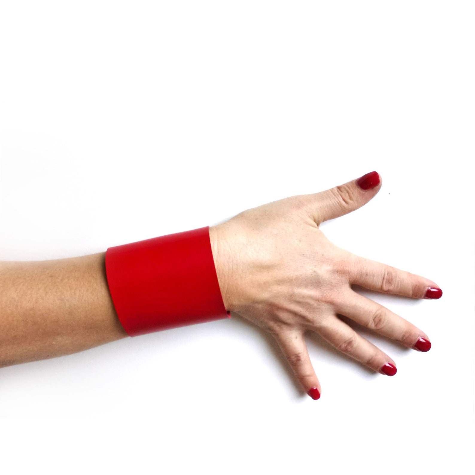 Red Leather Wristband or Leather Bracelet for Women Red Etsy