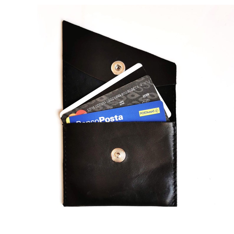 Black Leather Cash Envelope Wallet or Leather Envelope Wallet, Money