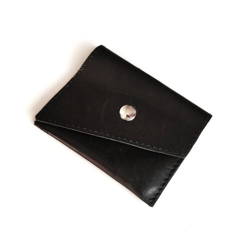 Black Leather Cash Envelope Wallet or Leather Envelope Wallet, Money