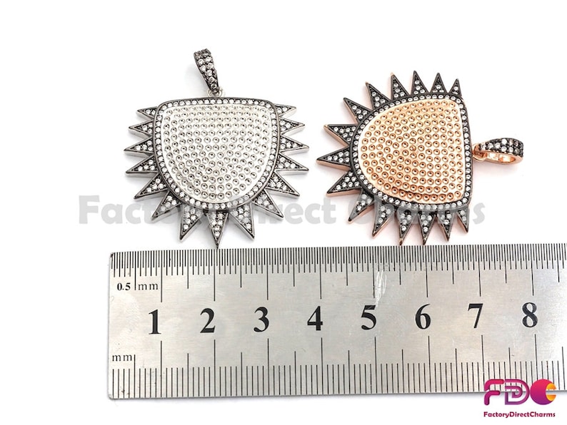 33x36mm GoldRose GoldSilverGunmetal plated 15pcs,CZ ClearBlack Micro Pave Shield With Sawtooth Pendant CZ Pave Pendant Sku#fdc-F771