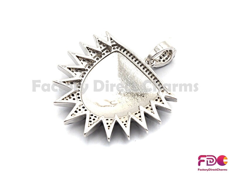 33x36mm GoldRose GoldSilverGunmetal plated 15pcs,CZ ClearBlack Micro Pave Shield With Sawtooth Pendant CZ Pave Pendant Sku#fdc-F771
