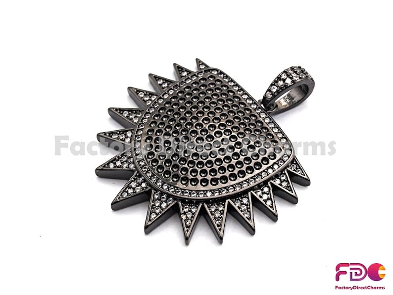 33x36mm GoldRose GoldSilverGunmetal plated 15pcs,CZ ClearBlack Micro Pave Shield With Sawtooth Pendant CZ Pave Pendant Sku#fdc-F771