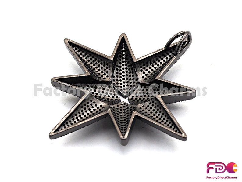 CZ Pave Pendant 54x54mm 15pcs,CZ ClearBlack Micro Pave Northstar Pendant GoldRose GoldSilverGunmetal plated Sku#fdc-F770