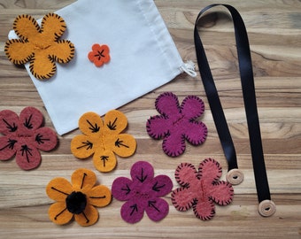 Felt Flower Button Snake: Toddler Lacing Game, Fine Motor Toy