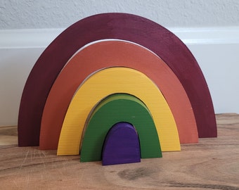 Wooden Rainbow Stacker,  Nursery Decor, Baby Gift, Waldorf learning, Montessori Play, Wooden Toys, Colorful Rainbow Blocks, Preschool gift