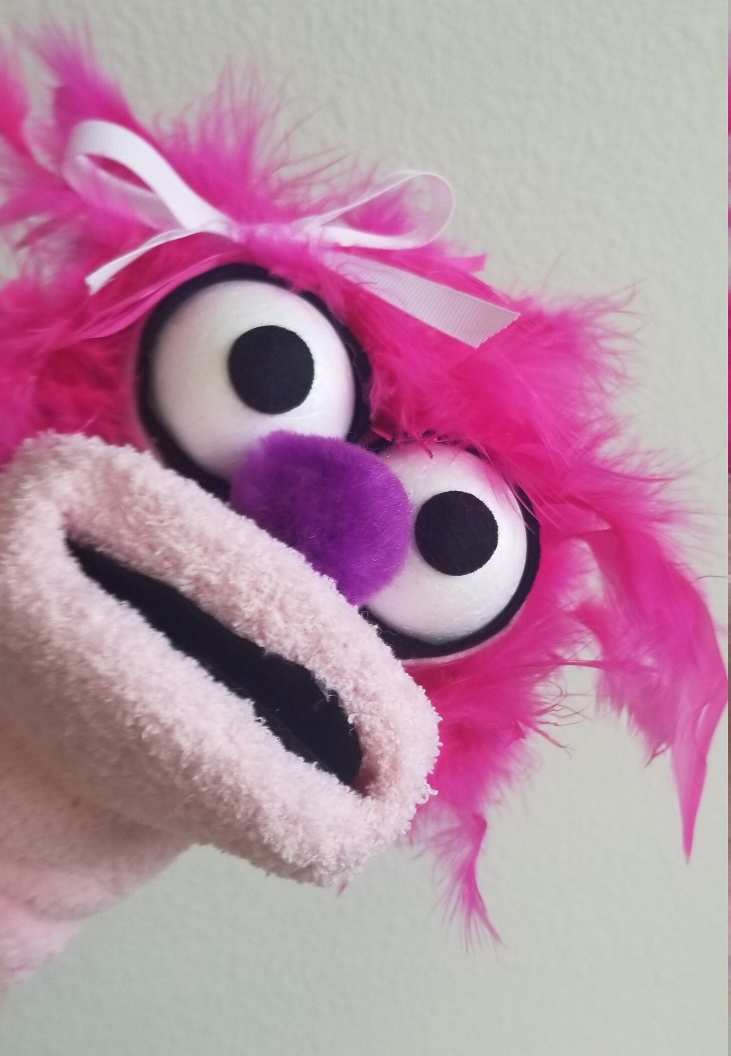 Fuzzy Sock Puppet Crazy Hair Puppet Girl Hand Puppet Pink Etsy