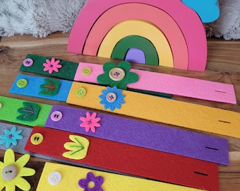 Floral Button Felt Chain: Fine Motor Skill Learning Toy