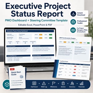 Projektstatusbericht für die Geschäftsleitung | PMO-Dashboard, SteerCo-Präsentation, Excel- und PowerPoint-Vorlagen