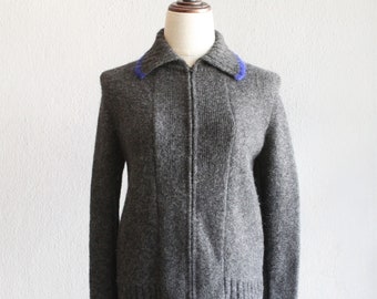 gray collared zip cardigan / s