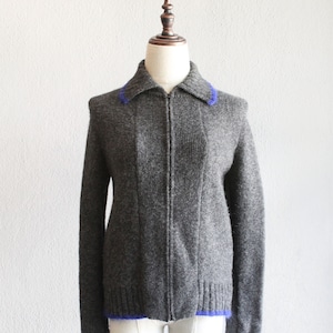gray collared zip cardigan / s