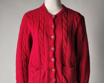 80s shetland wool cable cardigan / s m