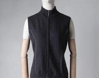 Gilet à glissière en laine anthracite / s