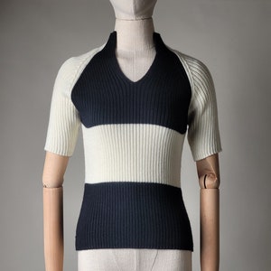 contrast panel ribbed knit top / xs s