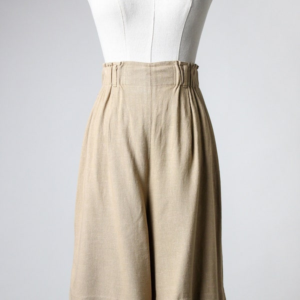 sand linen wide leg shorts / 24"-32"