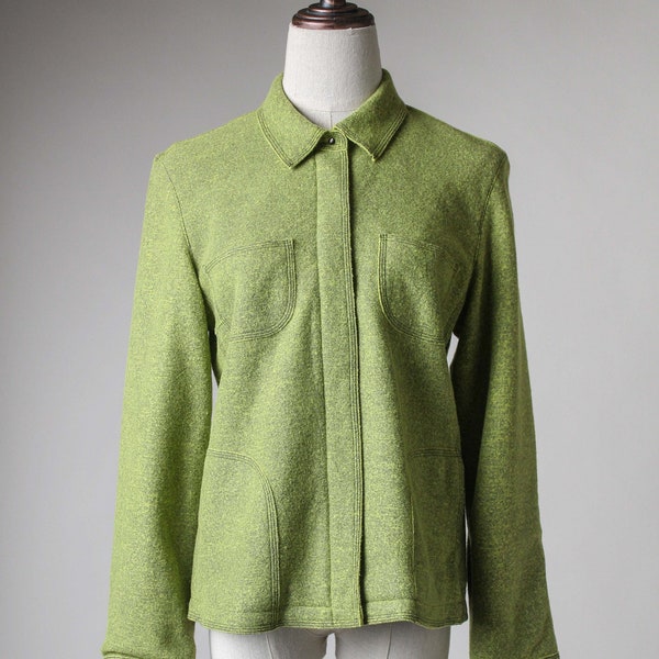 veste en feutre de laine verte / m
