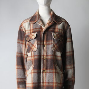 wool plaid shirt jacket / l