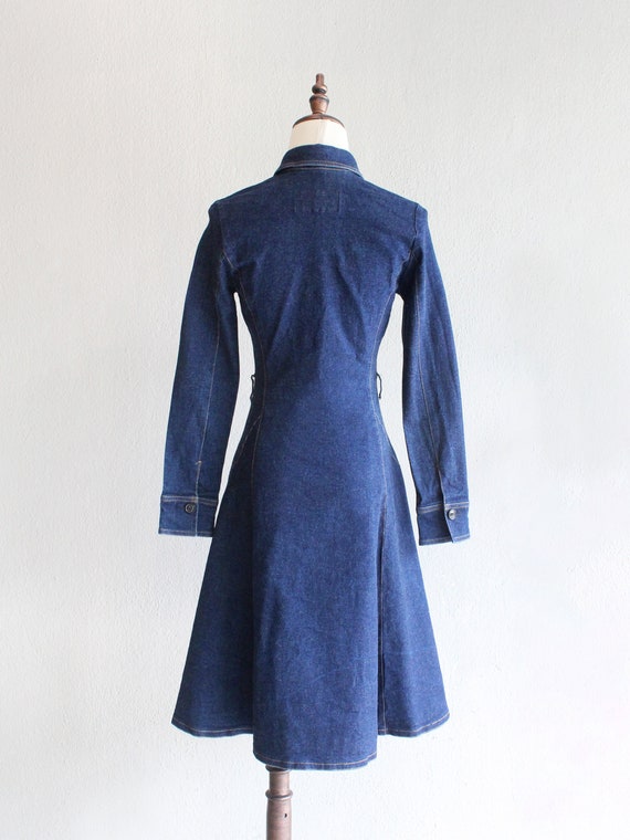 western denim flare dress / xs s - image 5