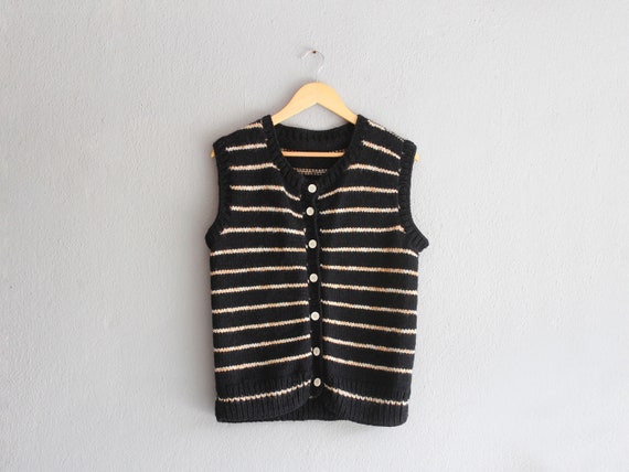 black striped sweater vest / l