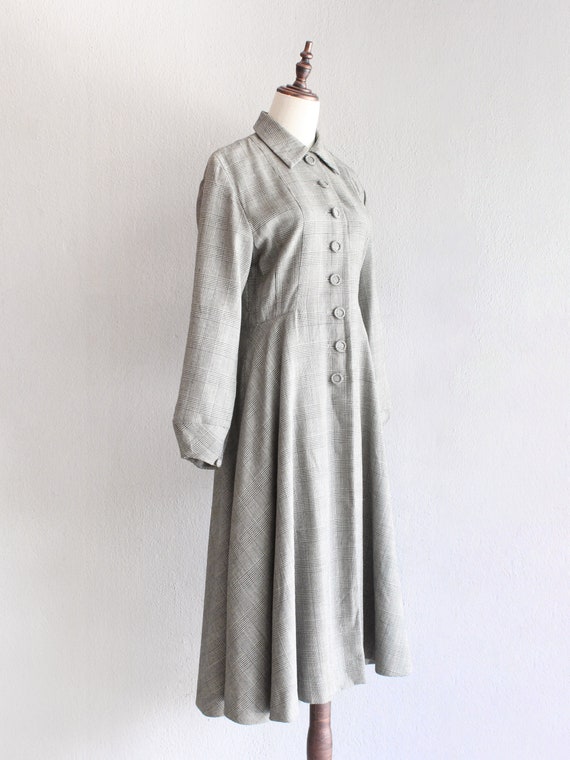80s Norma Kamali check wool coat dress / l - image 3