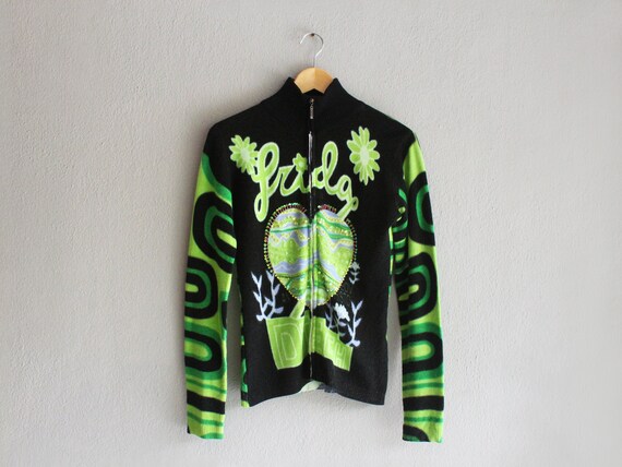 Y2k Neon Green Optical Illusion Knit / Xs S - Etsy