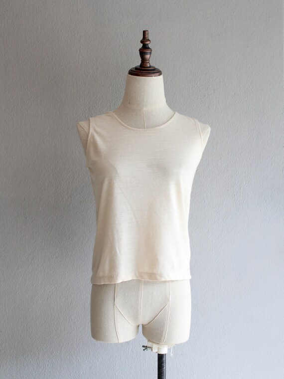 biscuit linen knit tank / s