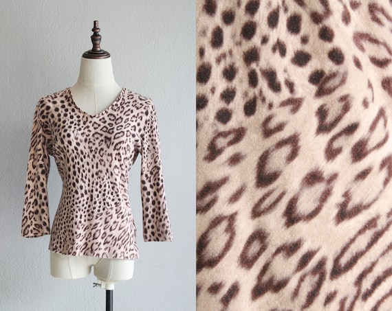 Y2K leopard print blouse / l