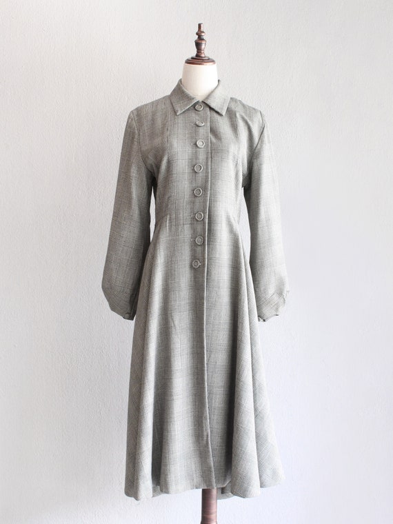 80s Norma Kamali check wool coat dress / l - image 2