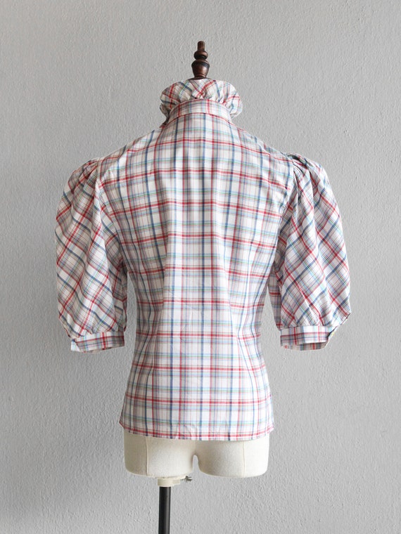 70s plaid prairie blouse / s - image 3