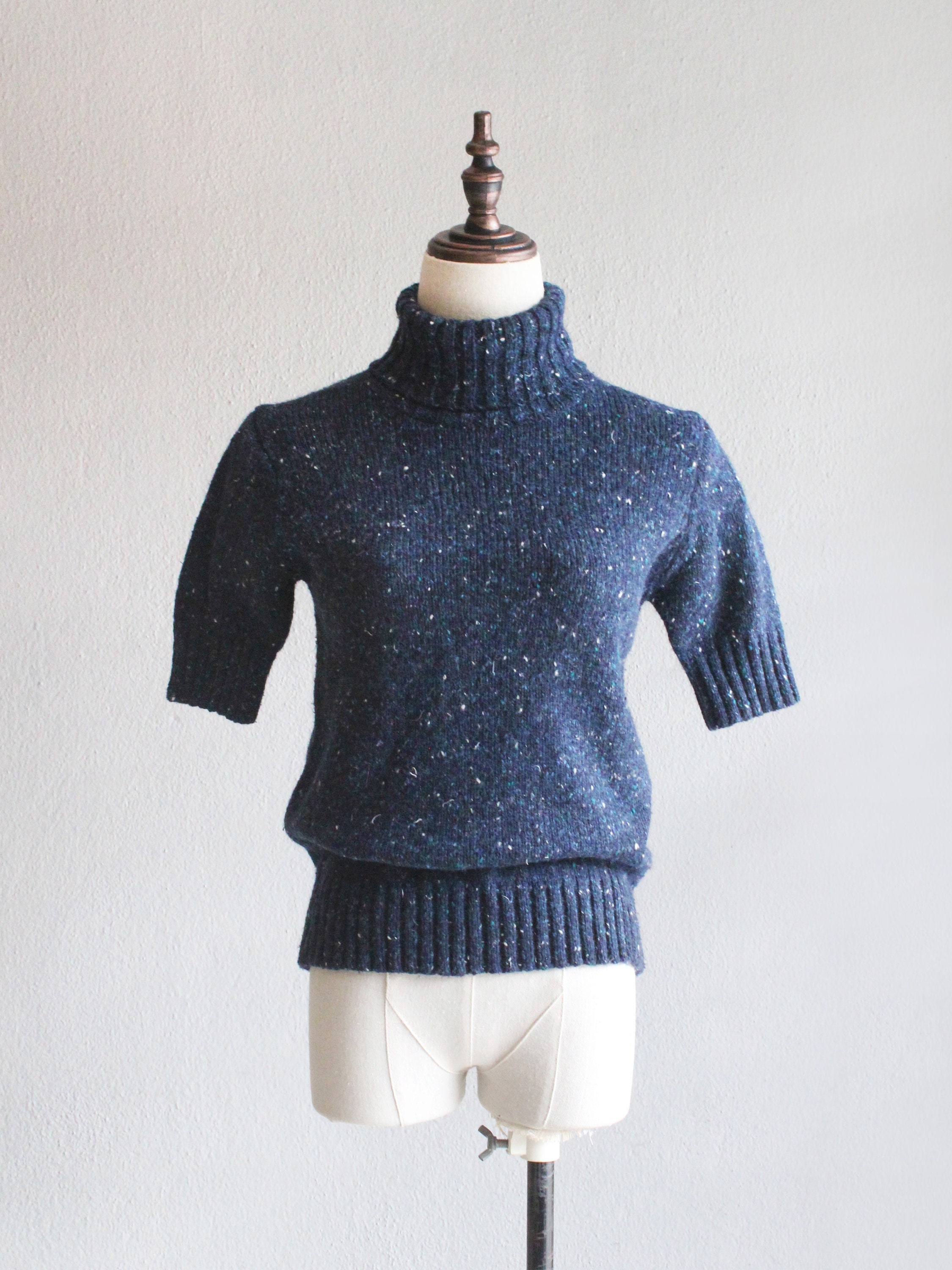 Blue Speckled Wool Sweater / S M - Etsy